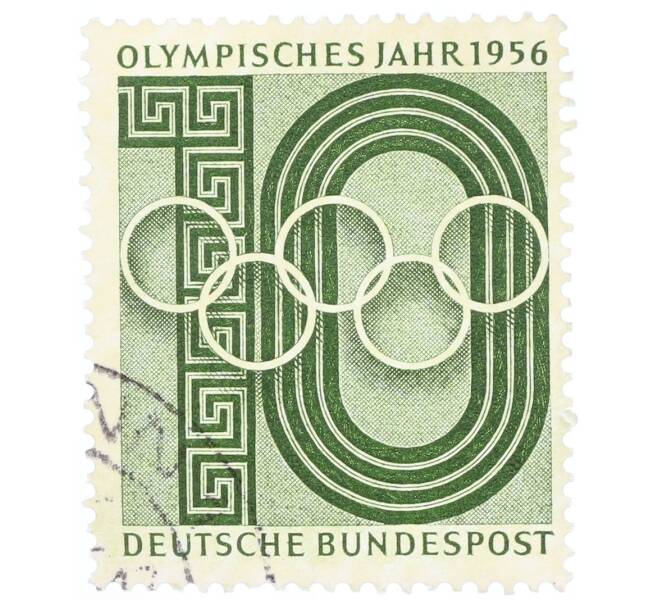 Почтовая марка 10 пфеннигов 1956 года Западная Германия (ФРГ) «Олимпийские кольца» (Артикул: T11-35338) — Фото №1