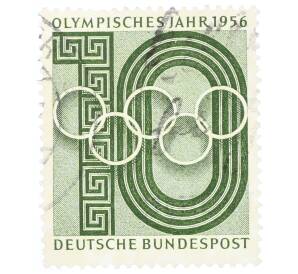 Почтовая марка 10 пфеннигов 1956 года Западная Германия (ФРГ) «Олимпийские кольца»