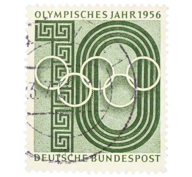 Почтовая марка 10 пфеннигов 1956 года Западная Германия (ФРГ) «Олимпийские кольца» (Артикул: T11-35341) — Фото №1