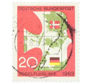 Почтовая марка 20 пфеннигов 1963 года Западная Германия (ФРГ) «Линия перелета птиц» — Фото №1