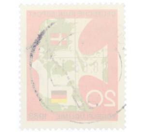 Почтовая марка 20 пфеннигов 1963 года Западная Германия (ФРГ) «Линия перелета птиц» — Фото №2