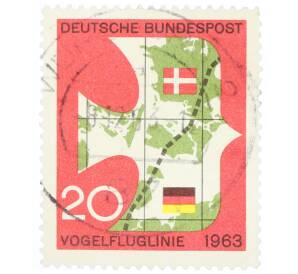 Почтовая марка 20 пфеннигов 1963 года Западная Германия (ФРГ) «Линия перелета птиц» — Фото №1