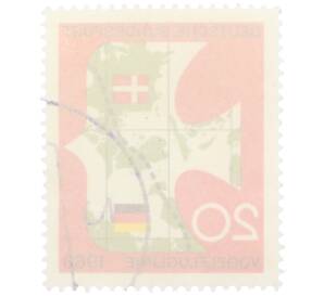 Почтовая марка 20 пфеннигов 1963 года Западная Германия (ФРГ) «Линия перелета птиц» — Фото №2