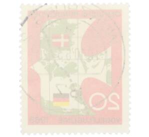 Почтовая марка 20 пфеннигов 1963 года Западная Германия (ФРГ) «Линия перелета птиц» — Фото №2