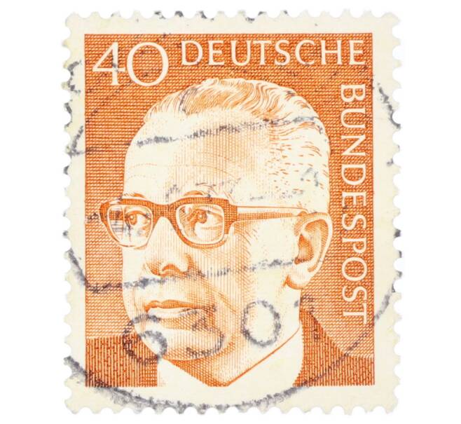Почтовая марка 40 пфеннигов 1971 года Западная Германия (ФРГ) «Президент Густав Хайнеман» (Артикул: T11-35370) — Фото №1
