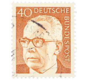 Почтовая марка 40 пфеннигов 1971 года Западная Германия (ФРГ) «Президент Густав Хайнеман» — Фото №1