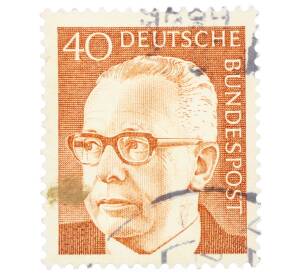 Почтовая марка 40 пфеннигов 1971 года Западная Германия (ФРГ) «Президент Густав Хайнеман» — Фото №1