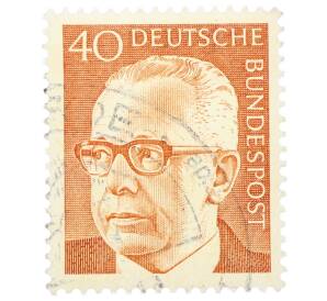 Почтовая марка 40 пфеннигов 1971 года Западная Германия (ФРГ) «Президент Густав Хайнеман» — Фото №1