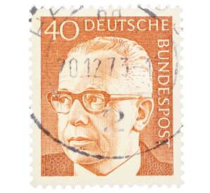Почтовая марка 40 пфеннигов 1971 года Западная Германия (ФРГ) «Президент Густав Хайнеман» — Фото №1