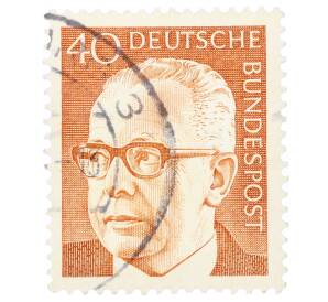 Почтовая марка 40 пфеннигов 1971 года Западная Германия (ФРГ) «Президент Густав Хайнеман» — Фото №1