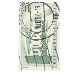 Почтовая марка 10 пфеннигов 1956 года Западная Германия (ФРГ) «Европейская конференция администраций почтовых служб и служб связи CEPT — Восстанавление Европы»