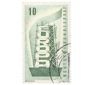 Почтовая марка 10 пфеннигов 1956 года Западная Германия (ФРГ) «Европейская конференция администраций почтовых служб и служб связи CEPT — Восстанавление Европы»