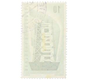 Почтовая марка 10 пфеннигов 1956 года Западная Германия (ФРГ) «Европейская конференция администраций почтовых служб и служб связи CEPT — Восстанавление Европы»