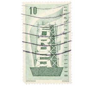 Почтовая марка 10 пфеннигов 1956 года Западная Германия (ФРГ) «Европейская конференция администраций почтовых служб и служб связи CEPT — Восстанавление Европы»