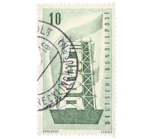 Почтовая марка 10 пфеннигов 1956 года Западная Германия (ФРГ) «Европейская конференция администраций почтовых служб и служб связи CEPT — Восстанавление Европы»