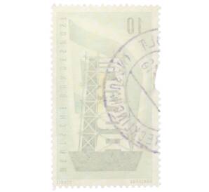 Почтовая марка 10 пфеннигов 1956 года Западная Германия (ФРГ) «Европейская конференция администраций почтовых служб и служб связи CEPT — Восстанавление Европы»