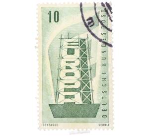 Почтовая марка 10 пфеннигов 1956 года Западная Германия (ФРГ) «Европейская конференция администраций почтовых служб и служб связи CEPT — Восстанавление Европы»