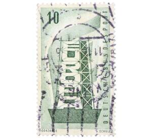 Почтовая марка 10 пфеннигов 1956 года Западная Германия (ФРГ) «Европейская конференция администраций почтовых служб и служб связи CEPT — Восстанавление Европы»