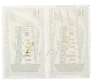 Сцепка из 2 марок 10 пфеннигов 1956 года Западная Германия (ФРГ) «Европейская конференция администраций почтовых служб и служб связи CEPT — Восстанавление Европы» — Фото №2