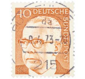 Почтовая марка 40 пфеннигов 1971 года Западная Германия (ФРГ) «Президент Густав Хайнеман» — Фото №1