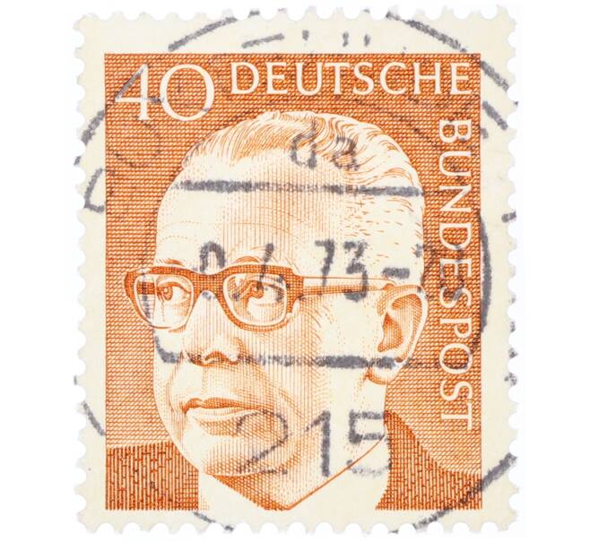 Почтовая марка 40 пфеннигов 1971 года Западная Германия (ФРГ) «Президент Густав Хайнеман» (Артикул: T11-35406) — Фото №1