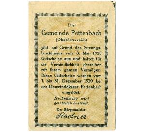 10 геллеров 1920 года Австрия — Петтенбах (Нотгельд) — Фото №2