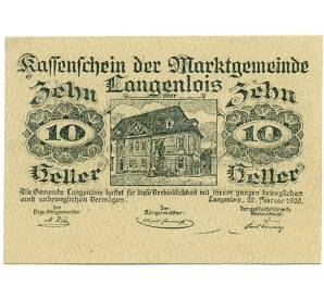 10 геллеров 1920 года Австрия — Лангенлойс (Нотгельд) — Фото №1