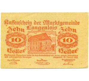 10 геллеров 1920 года Австрия — Лангенлойс (Нотгельд) — Фото №1