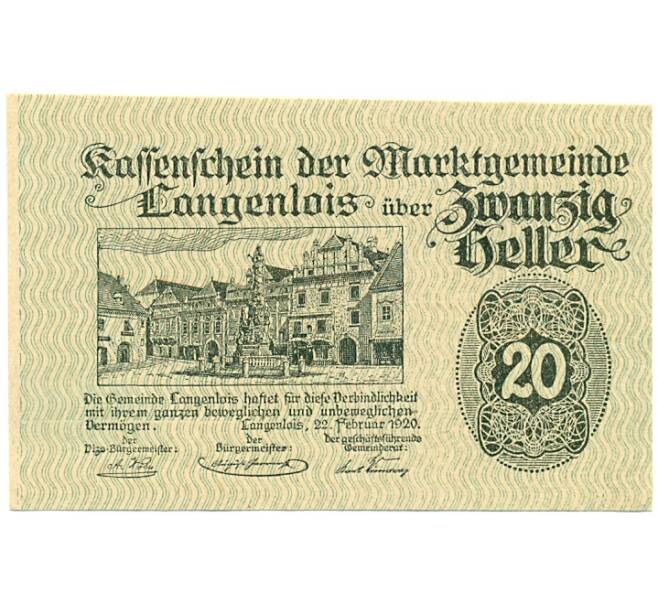 Банкнота 20 геллеров 1920 года Австрия — Лангенлойс (Нотгельд) (Артикул: B2-16183) — Фото №1