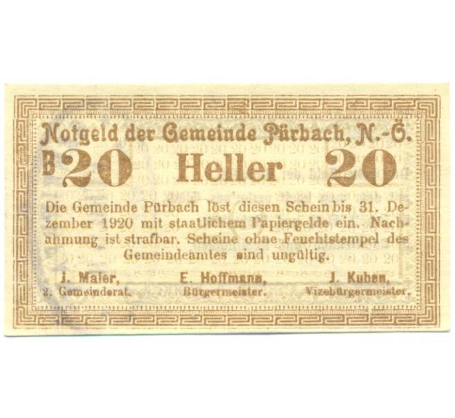Банкнота 20 геллеров 1920 года Австрия — Пюрбах (Нотгельд) (Артикул: B2-16187) — Фото №1