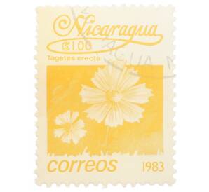 Почтовая марка 1 кордоба 1983 года Никарагуа «Бархатцы прямостоячие» — Фото №1