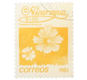 Почтовая марка 1 кордоба 1983 года Никарагуа «Бархатцы прямостоячие» — Фото №1