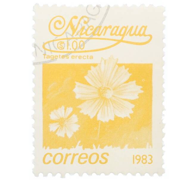 Почтовая марка 1 кордоба 1983 года Никарагуа «Бархатцы прямостоячие» (Артикул: T11-35426) — Фото №1