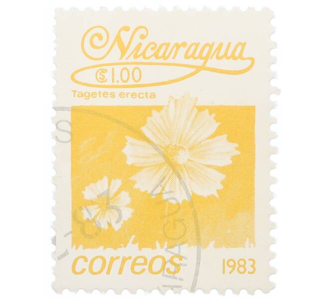 Почтовая марка 1 кордоба 1983 года Никарагуа «Бархатцы прямостоячие» (Артикул: T11-35428) — Фото №1
