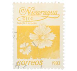 Почтовая марка 1 кордоба 1983 года Никарагуа «Бархатцы прямостоячие» — Фото №1
