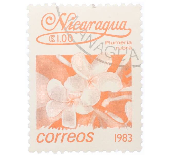 Почтовая марка 1 кордоба 1983 года Никарагуа «Плюмерия красная» (Артикул: T11-35437) — Фото №1