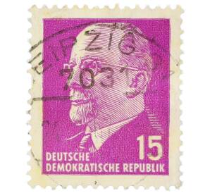 Почтовая марка 15 пфеннигов 1969 года Восточная Германия (ГДР) «Вальтер Эрнст Пауль Ульбрихт» — Фото №1