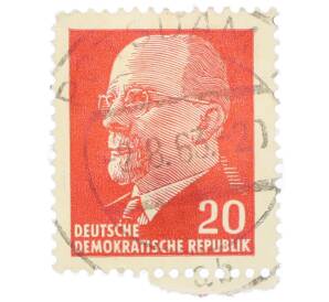 Почтовая марка 20 пфеннигов 1961 года Восточная Германия (ГДР) «Вальтер Эрнст Пауль Ульбрихт» — Фото №1