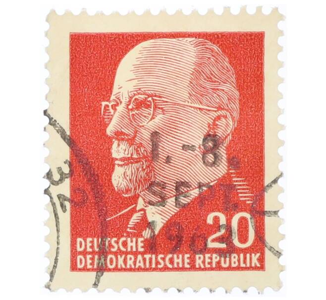 Почтовая марка 20 пфеннигов 1961 года Восточная Германия (ГДР) «Вальтер Эрнст Пауль Ульбрихт» (Артикул: T11-35445) — Фото №1