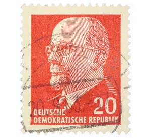Почтовая марка 20 пфеннигов 1961 года Восточная Германия (ГДР) «Вальтер Эрнст Пауль Ульбрихт» — Фото №1