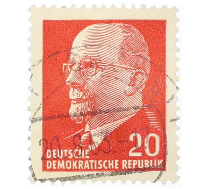 Почтовая марка 20 пфеннигов 1961 года Восточная Германия (ГДР) «Вальтер Эрнст Пауль Ульбрихт» (Артикул: T11-35446) — Фото №1