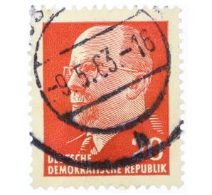 Почтовая марка 20 пфеннигов 1961 года Восточная Германия (ГДР) «Вальтер Эрнст Пауль Ульбрихт» — Фото №1