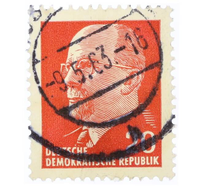 Почтовая марка 20 пфеннигов 1961 года Восточная Германия (ГДР) «Вальтер Эрнст Пауль Ульбрихт» (Артикул: T11-35450) — Фото №1