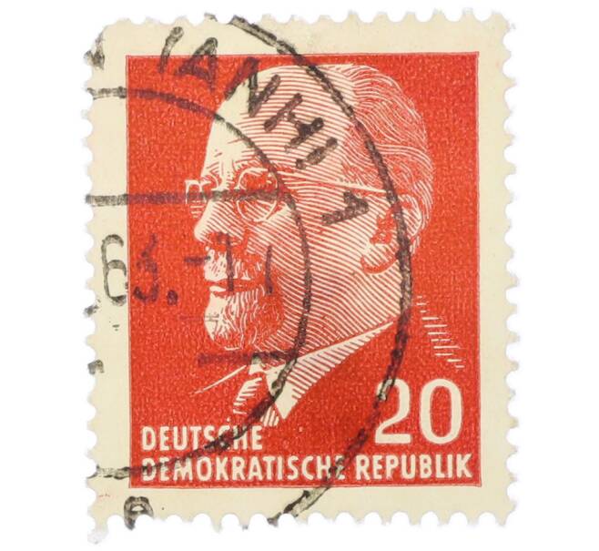 Почтовая марка 20 пфеннигов 1961 года Восточная Германия (ГДР) «Вальтер Эрнст Пауль Ульбрихт» (Артикул: T11-35452) — Фото №1