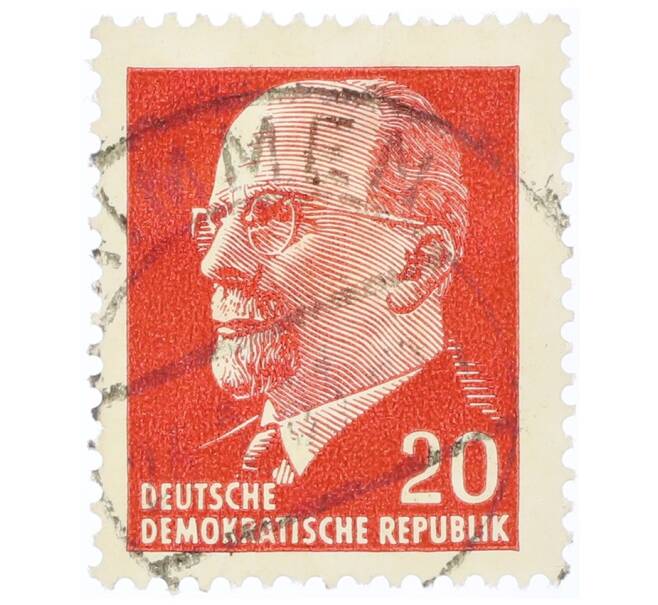Почтовая марка 20 пфеннигов 1961 года Восточная Германия (ГДР) «Вальтер Эрнст Пауль Ульбрихт» (Артикул: T11-35455) — Фото №1