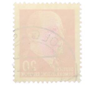 Почтовая марка 20 пфеннигов 1961 года Восточная Германия (ГДР) «Вальтер Эрнст Пауль Ульбрихт» — Фото №2