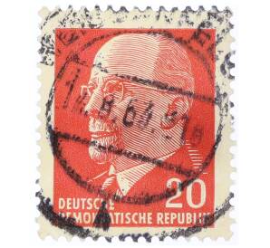 Почтовая марка 20 пфеннигов 1961 года Восточная Германия (ГДР) «Вальтер Эрнст Пауль Ульбрихт» — Фото №1