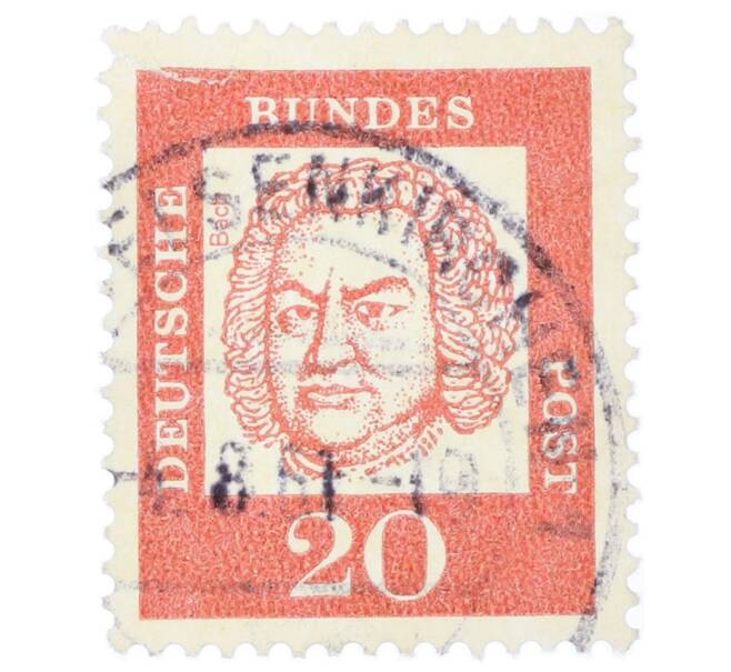 Почтовая марка 20 пфеннигов 1961 года Западная Германия (ФРГ) «Выдающиеся немцы — Иоганн Себастьян Бах» (Артикул: T11-35463) — Фото №1