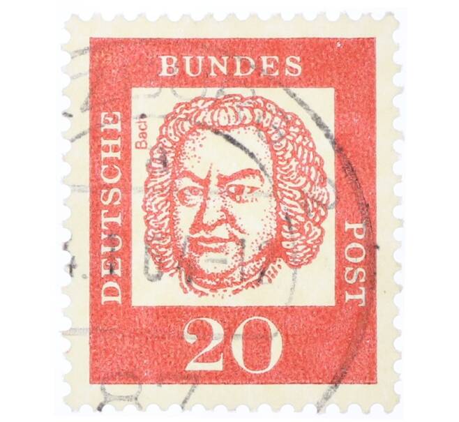 Почтовая марка 20 пфеннигов 1961 года Западная Германия (ФРГ) «Выдающиеся немцы — Иоганн Себастьян Бах» (Артикул: T11-35464) — Фото №1