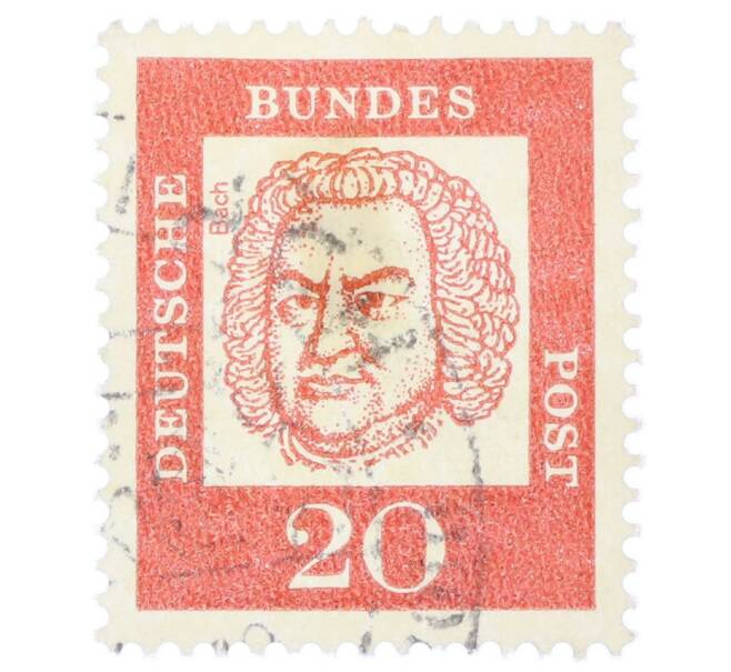 Почтовая марка 20 пфеннигов 1961 года Западная Германия (ФРГ) «Выдающиеся немцы — Иоганн Себастьян Бах» (Артикул: T11-35468) — Фото №1